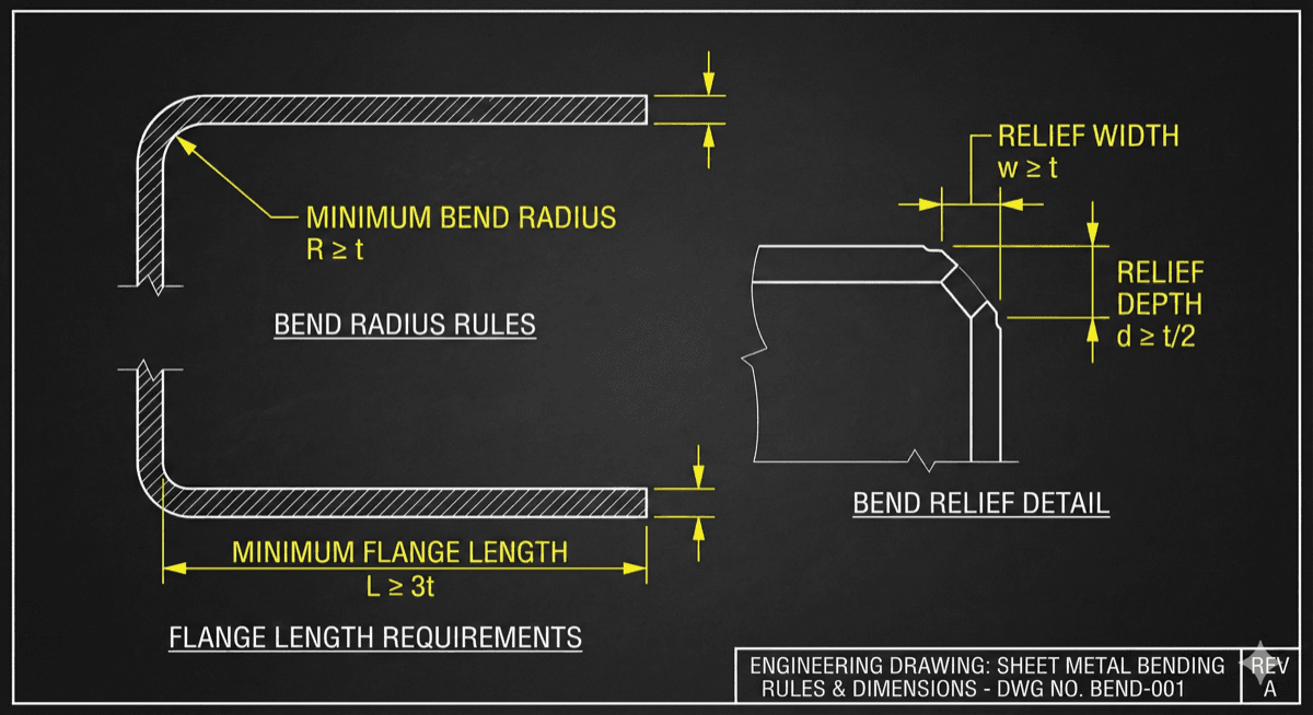 Sheet metal bend design rules