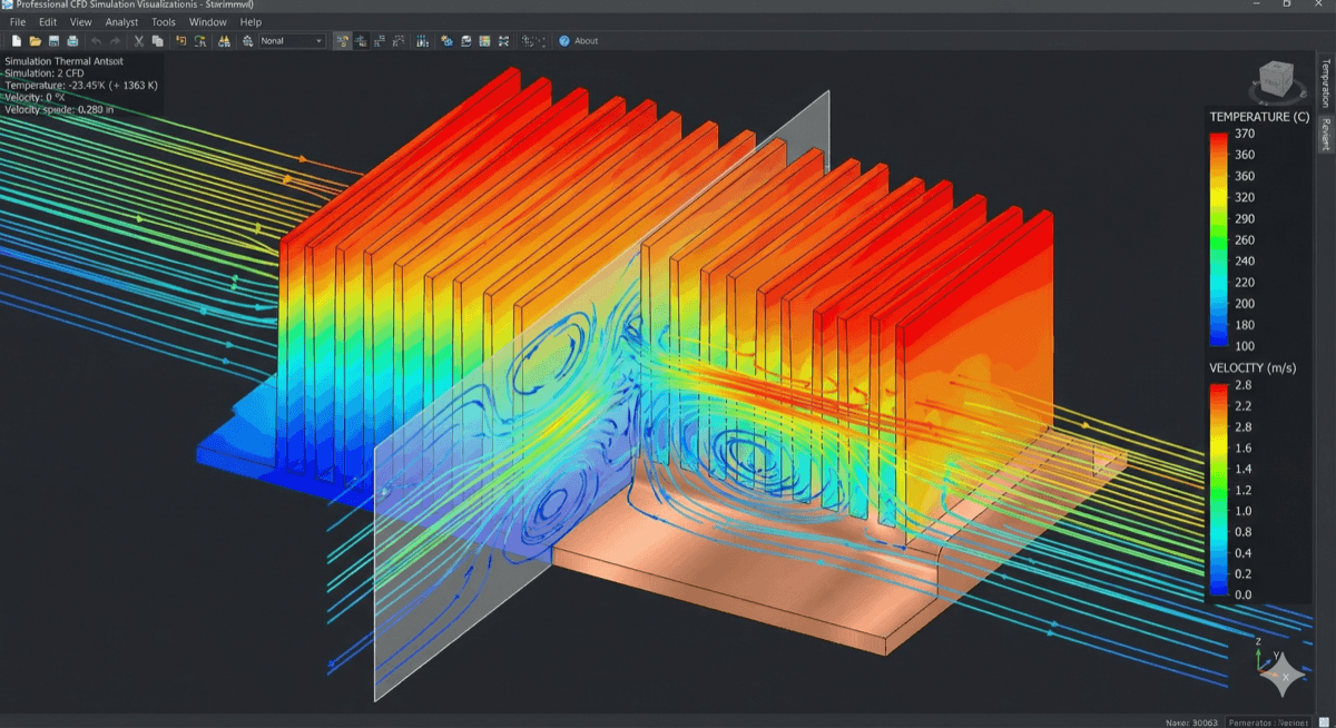 CFD simulation of heat sink thermal distribution