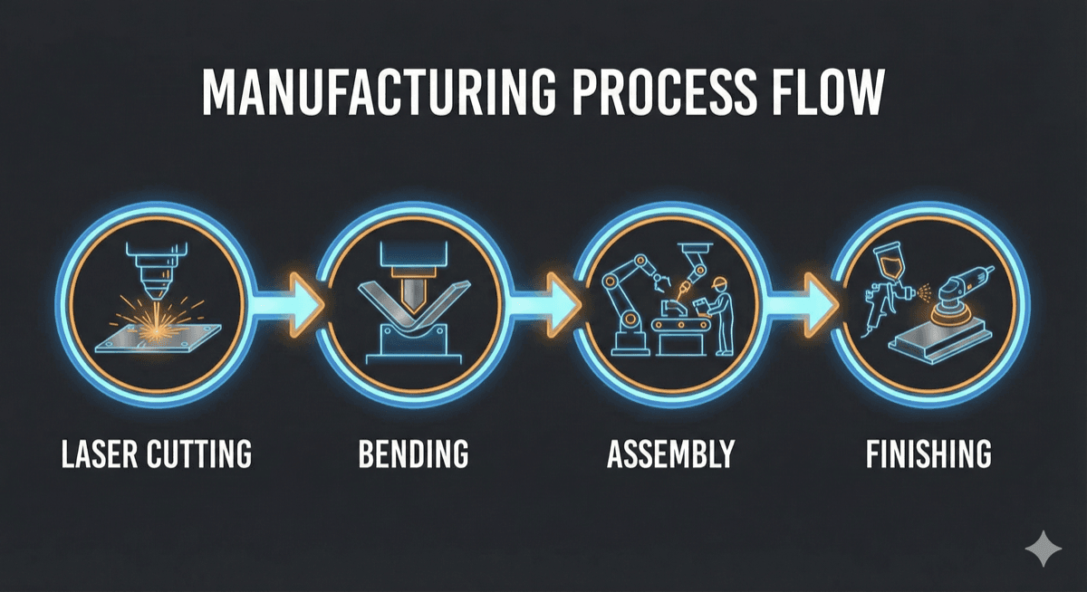Sheet metal manufacturing process flow